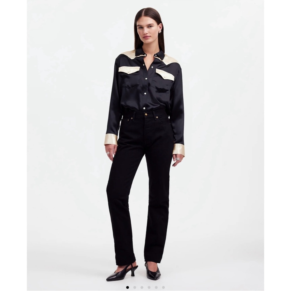 NWT Alexa Chung Madewell High-Rise Straight Jean Outridge Wash Black